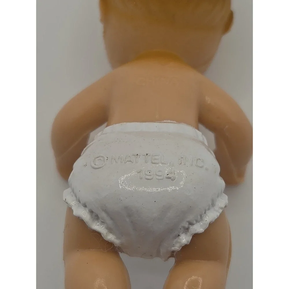 Vintage 1994 Mattel Barbie Baby Doll Miniature Figure Purple Eyes White Diaper